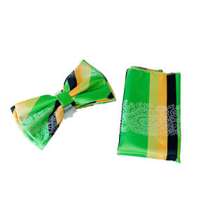 Don Jonathan Paisley Striped Bow Tie Pocket Square Set Wedding Tuxedo Formal BOX